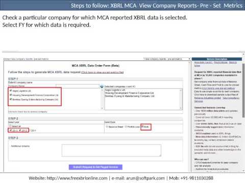 MCA XBRL Statement with Pre  Set Metrics