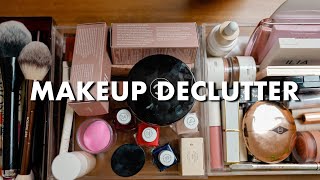 Decluttering my entire minimalist makeup collection | declutter & organize with me