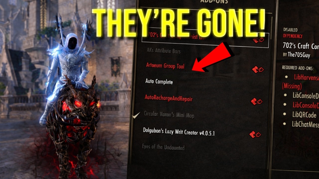 Broken ESO Console Add-ons...