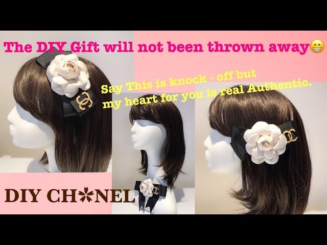 Chanel style Fabric White Camellia Flower Black Bow DIY tutorial 