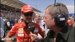 Michael Schumacher and Martin Brundle chat ahead of European GP 2008