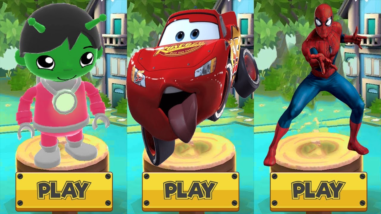 Tag with Green Ry-Glorb Ryan vs Lightning McQueen Run vs Spiderman Runner - Gameplay