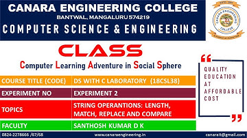 VTU DS LAB (18CSL38) DATA STRUCTURES LABORATORY [STRING OPERATIONS] (E2 L1)
