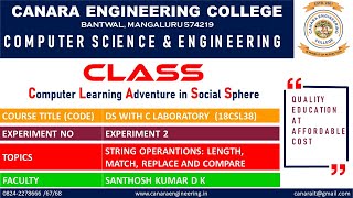 VTU DS LAB (18CSL38) DATA STRUCTURES LABORATORY [STRING OPERATIONS] (E2 L1)