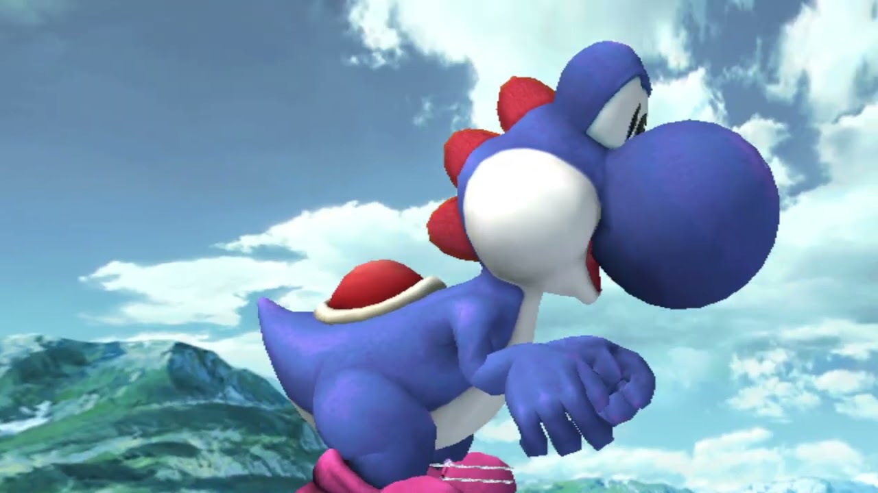 SSBB HACKS:Giant Growing dark blue Yoshi in ffa