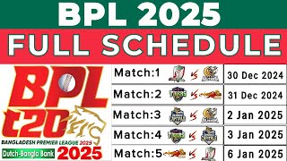 Bangladesh Premier League 2025 Full Schedule: Fixtures, Teams, and Match Timings