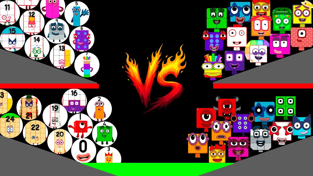 25 NUMBERBLOCKS VS 25 NUMBERBLOCKS SPRUNKI Marble Race in Algodoo - Who will win?