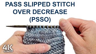 Celebrity PSSO Decrease Knitting Tutorial | How to do the PSSO Pass Slipped Stitch Over Profile