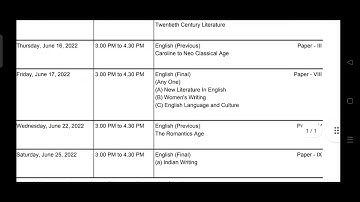 MGSU M.A. English time table 2022 ||