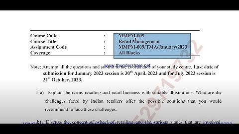 IGNOU MMPM - 009 Solved Assignment Jan 2023 | July 2023 | PDF | MBA | Retail Management
