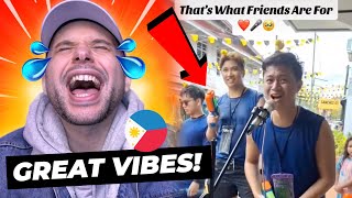 Serenading people with one mic challenge karaoke? That's what friends are for