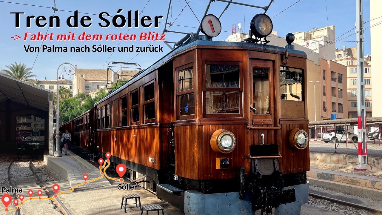 Eisenbahn Tren de Soller - Der rote Blitz Zug von Mallorca