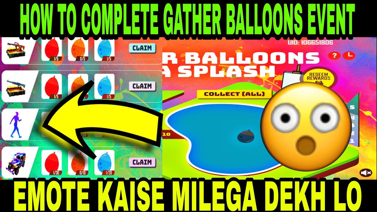 GATHER BALLOONS EVENT FREE FIRE || HOW TO COMPLETE GATHER BALLOONS EVENT || FREE FIRE NEW EVENT