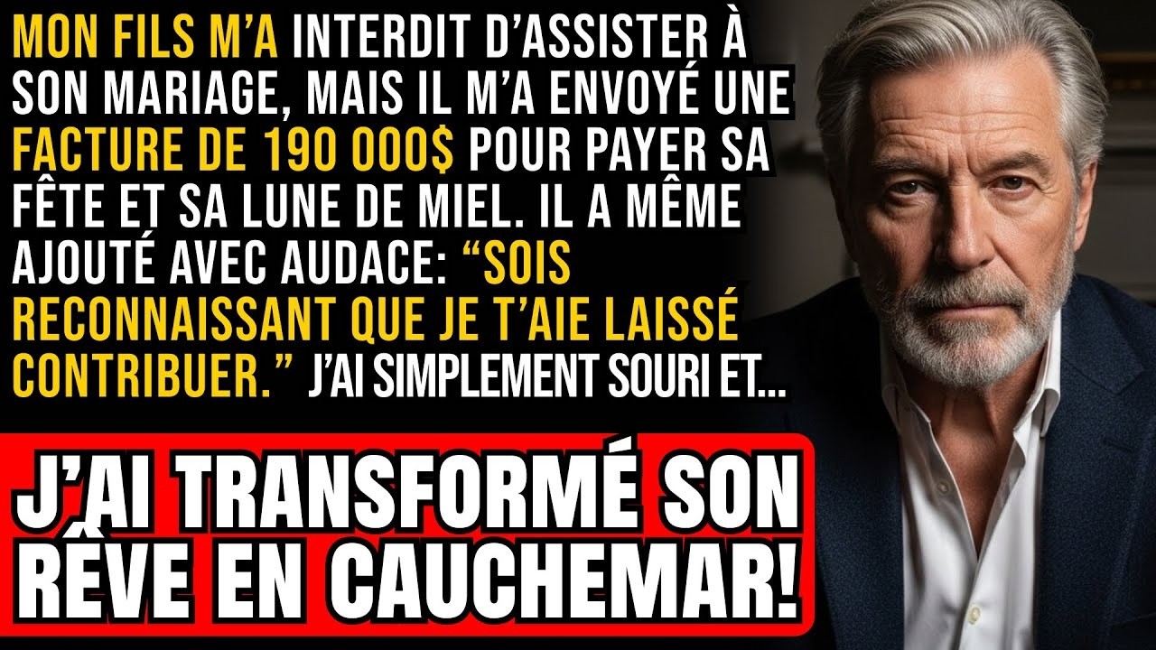Mon fils m’a interdit d’assister à son mariage, mais m’a envoyé une facture de 190k pour tout payer!
