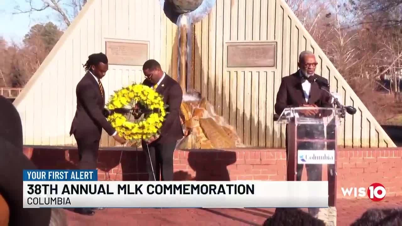 Alpha Phi Alpha Fraternity brothers, City of Columbia, pay tribute to MLK at wreath-laying ceremo...