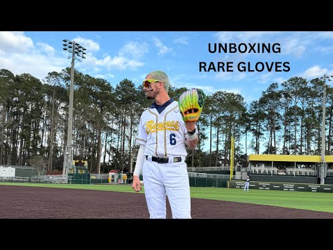 Unboxing rare new baseball gloves with my teammate!