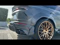 Lamborghini Urus 2021 widebody in Carbon / Gold wrapped in basalt matte satin