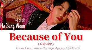 하성운 (Ha Sung Woon) - Because of You (Flower Crew: Joseon Marriage Agency OST Part 5) [가사 HAN/ROM/ENG