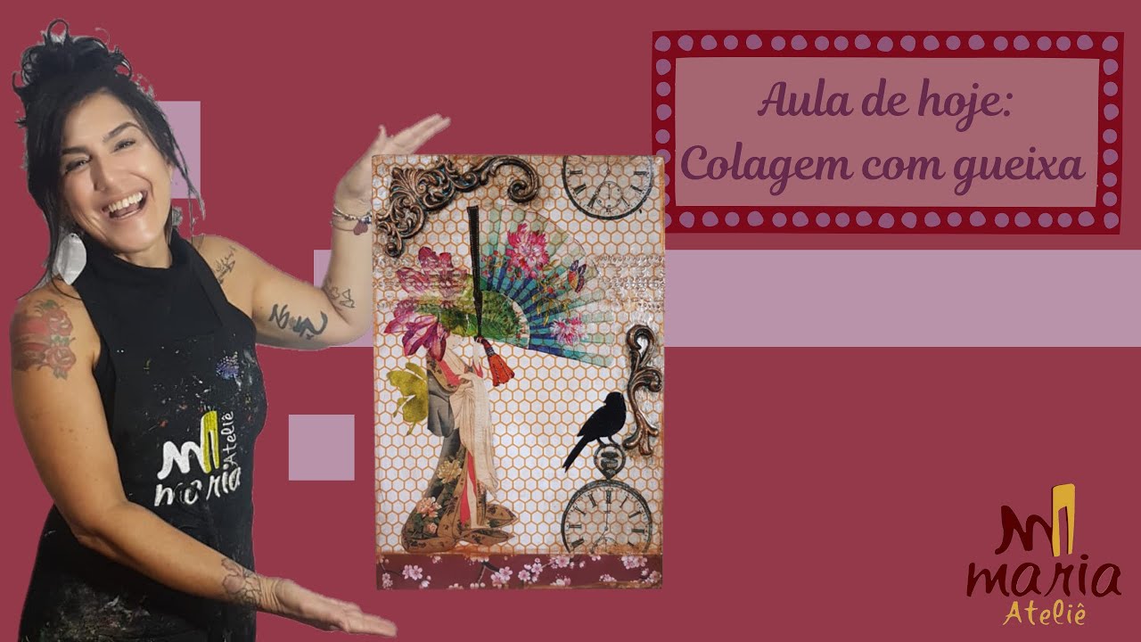 Aprenda a fazer um QUADRO GUEIXA com COLAGEM - Maria ateliê