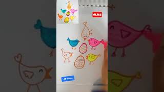 How To Draw And Color A Cutest Chicks, Chicken And Eggs, Easy And Fun For Kids, Children.