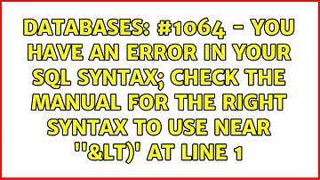 #1064 - You have an error in your SQL syntax; check the manual for the right syntax to use near...