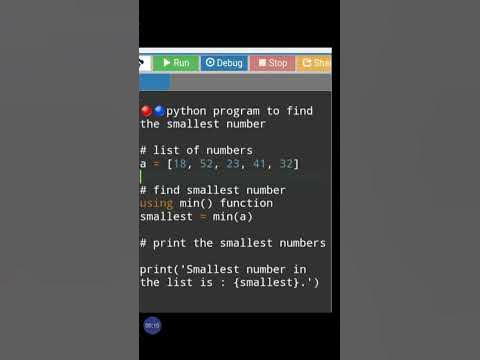 python program to print smallest number in a list - YouTube