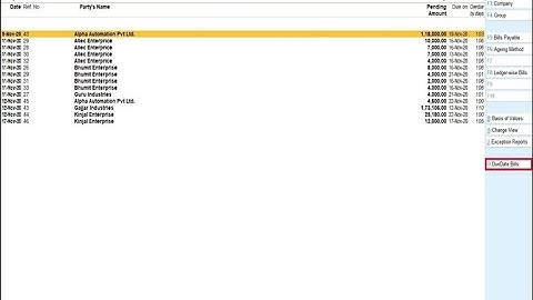 Tally Add On : Outstanding Report Based on Due Date Range in TallyPrime software.