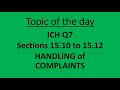 ICH Q7   Sections 15 10 to 15 12   Handling of Complaints