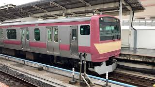 E531系K423編成(赤電復刻塗装)+K457編成が上野駅を発車する動画