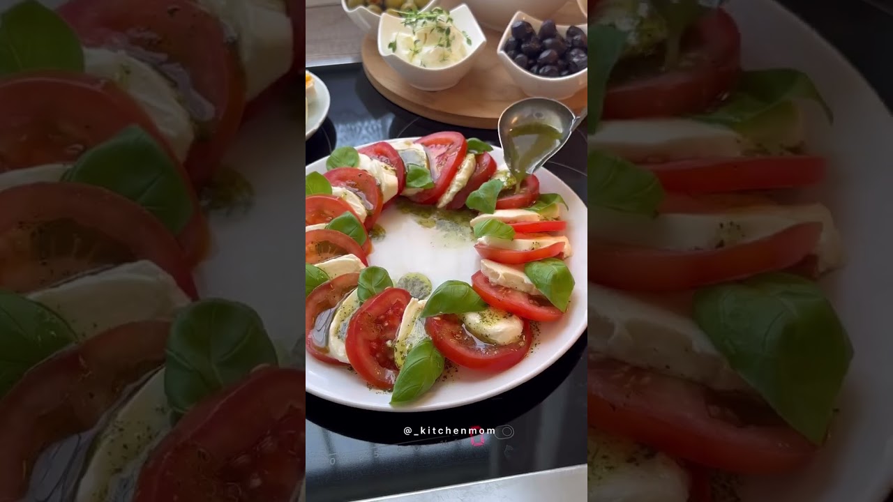 Çok Pratik ve Lezzetli Tarif! Mozzarella ve Domatesle Harika Bir Salata! ????????