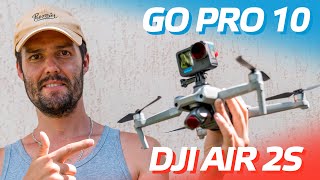 GoPro Hero 10 на дроне DJI Air 2S / Тест сравнение видеокамер дрона и экшн камеры ГоПро видео 4К 😊 🎬