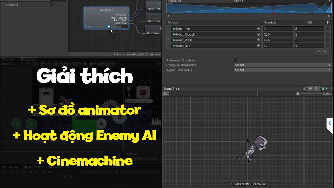 Học code game Unity, Xây dựng animator, code AI Enemy, giải thích bởi ...