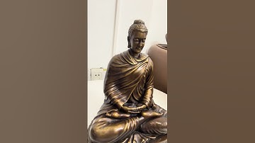 Tượng phật bổn sư thích ca mâu ni áo chéo bằng đồng hun cao 30cm, rộng 25x16cm, nặng 6kg 15