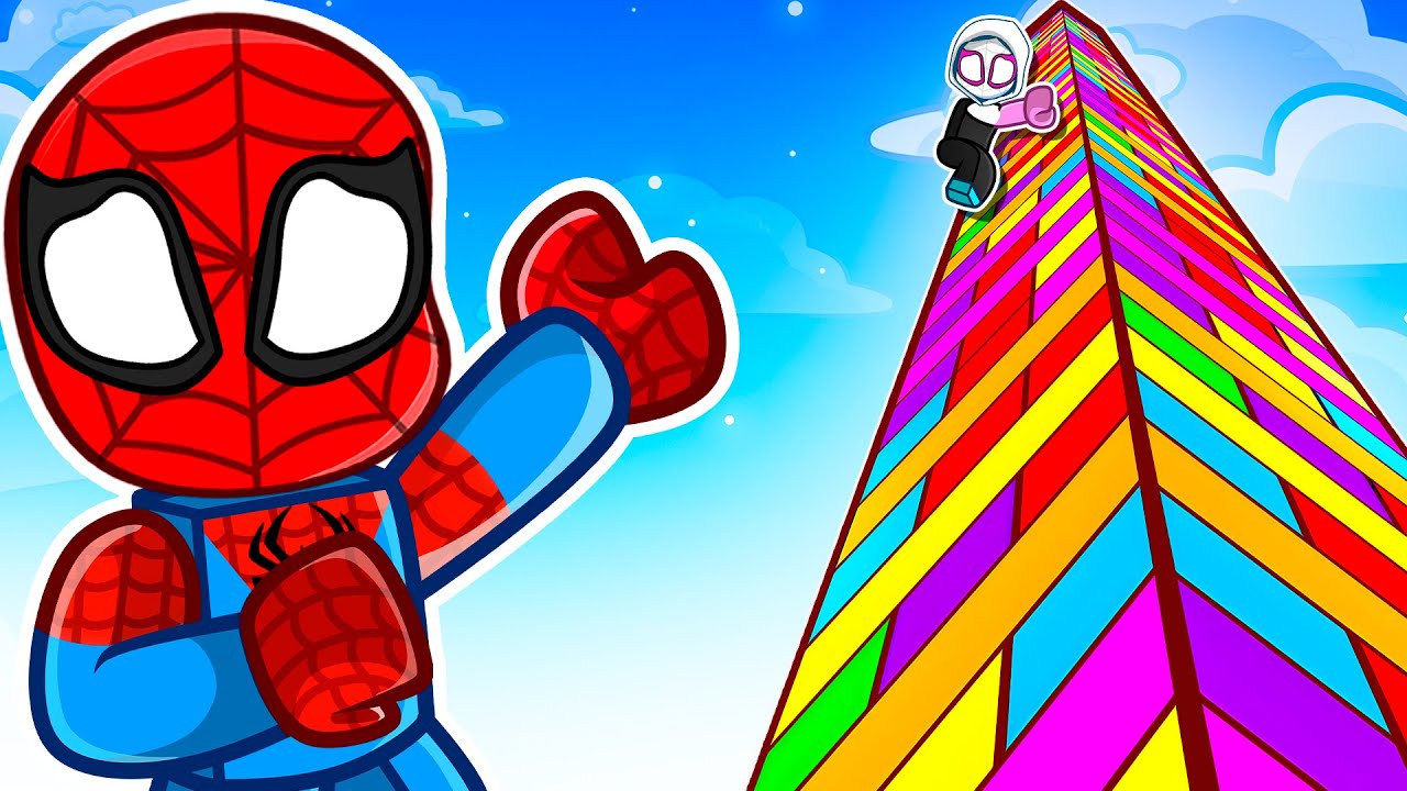 SPIDERMAN vs GWEN in GIANT JENGA... Roblox!