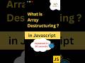 Array Destructuring: The Shortcut No One Tells You! 😎 #JavaScriptTips