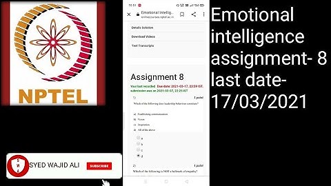 Nptel emotional intelligence assignment- 8 || answer key || week- 8