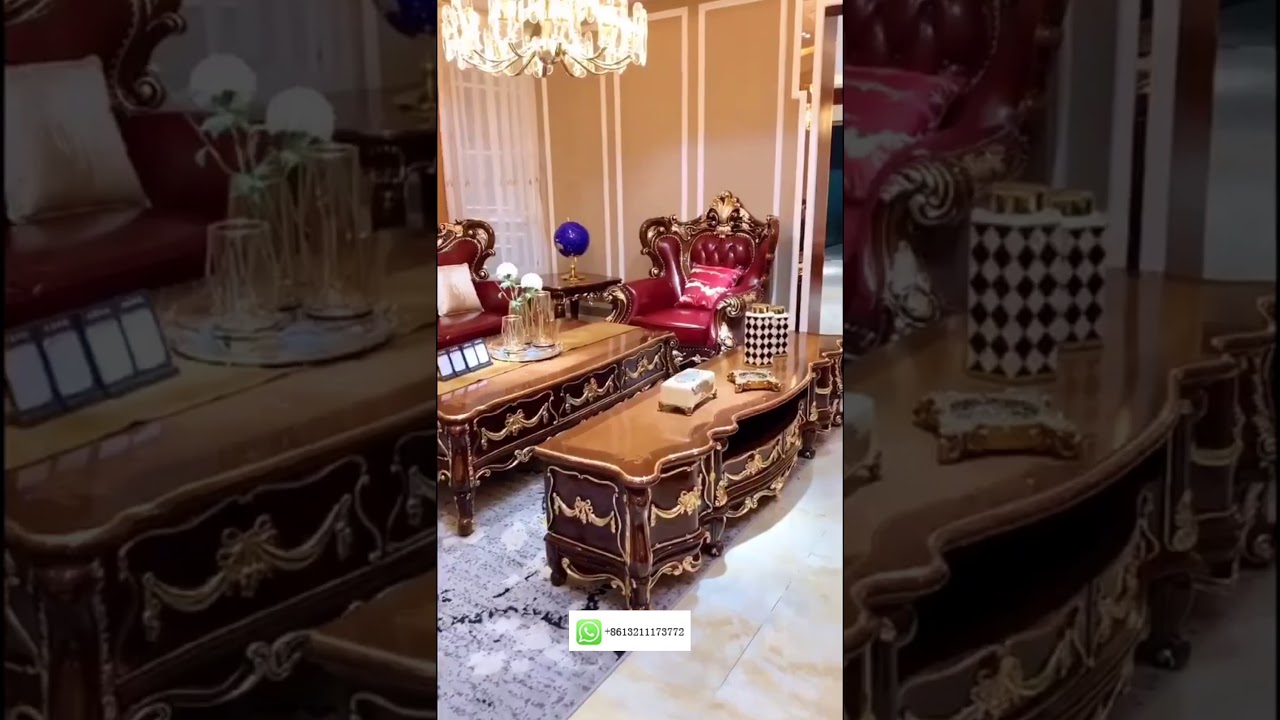 Foshan oe-fashion luxury sofa set red genuine leather sofa livingroom design makeover villa homesofa