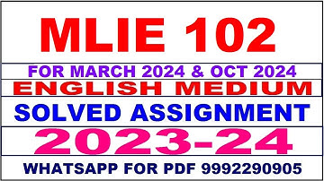 mlie 102 solved assignment 2023-24 | mlie 102 solved assignment in english 2024 | mlie 102 2024