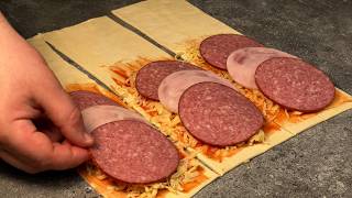 Die einfachste Art, einen Snack aus Blätterteig zuzubereiten! Tolles Backen in 10 Minuten!