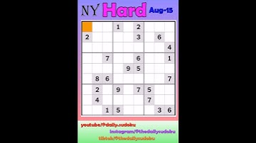 The New York Times Daily #Sudoku 2025-08-15 Hard #puzzle #games #education #braingames