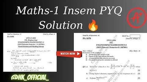 Maths-1 INSEM PYQ Paper With SOLUTION & MARKING SCHEME 😱🔥| Insem SPPU PATTERN | #engineering #maths1