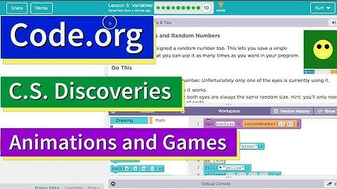 Variables Lesson 5.9 (5.10 in 2018) of Animation and Games from Code.org