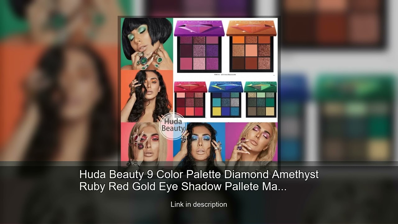 Huda Beauty 9 Color Palette Diamond Amethyst Ruby Red Gold Eye Shadow Pallete Matte Shimmer Eye