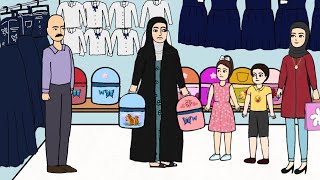 ازولة و ام سعودي راحن لسوق يشترن تجهيزات المدرسة لتوتة وعلوش ( يردون جنطة مرسوم علية لعبة الحبار)😕