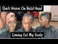 ROSE GOLD PARTIAL QUICK WEAVE ON BALD HEAD 🧐| ILLUSION PART TUTORIAL ( MODEL MODEL HAIR)