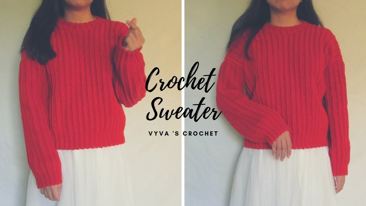 Crochet Sweater | Hướng dẫn móc áo len tròng đầu họa tiết nổi gân siêu dễ làm | Vyvascrochet