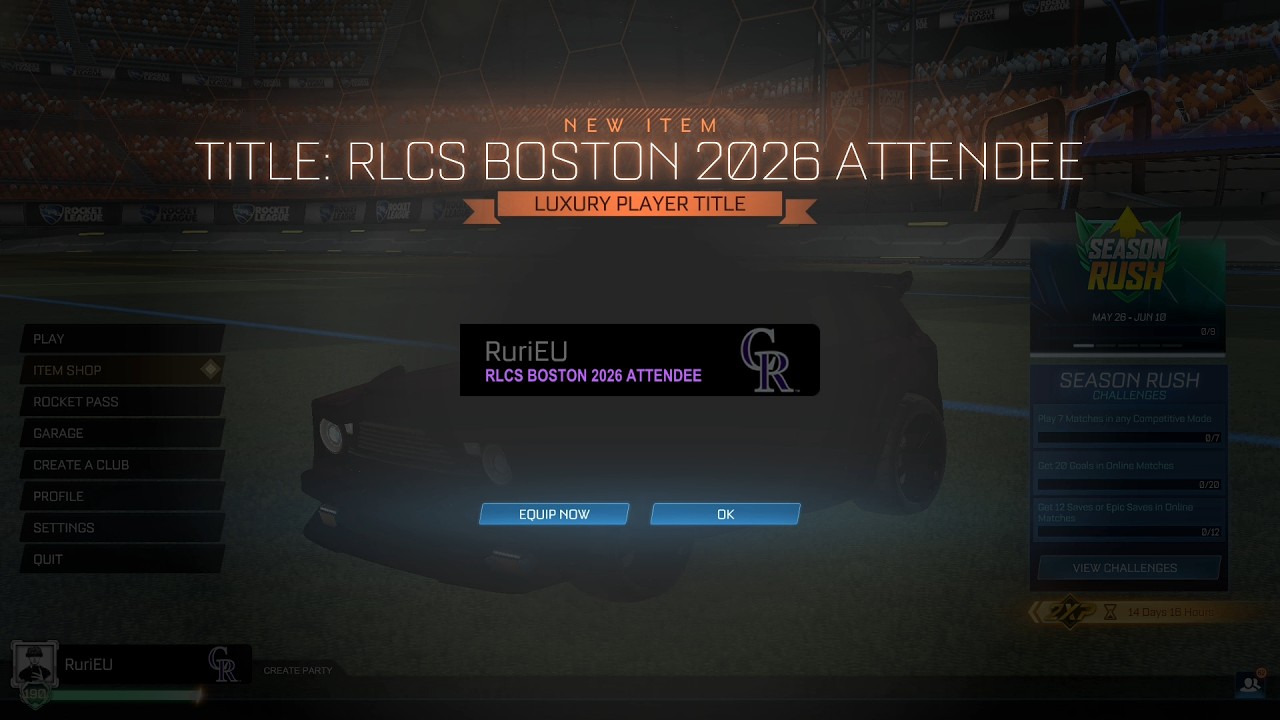 REDEEMING the RLCS Boston ATTENDEE TITLE CODE in ROCKET LEAGUE - YouTube