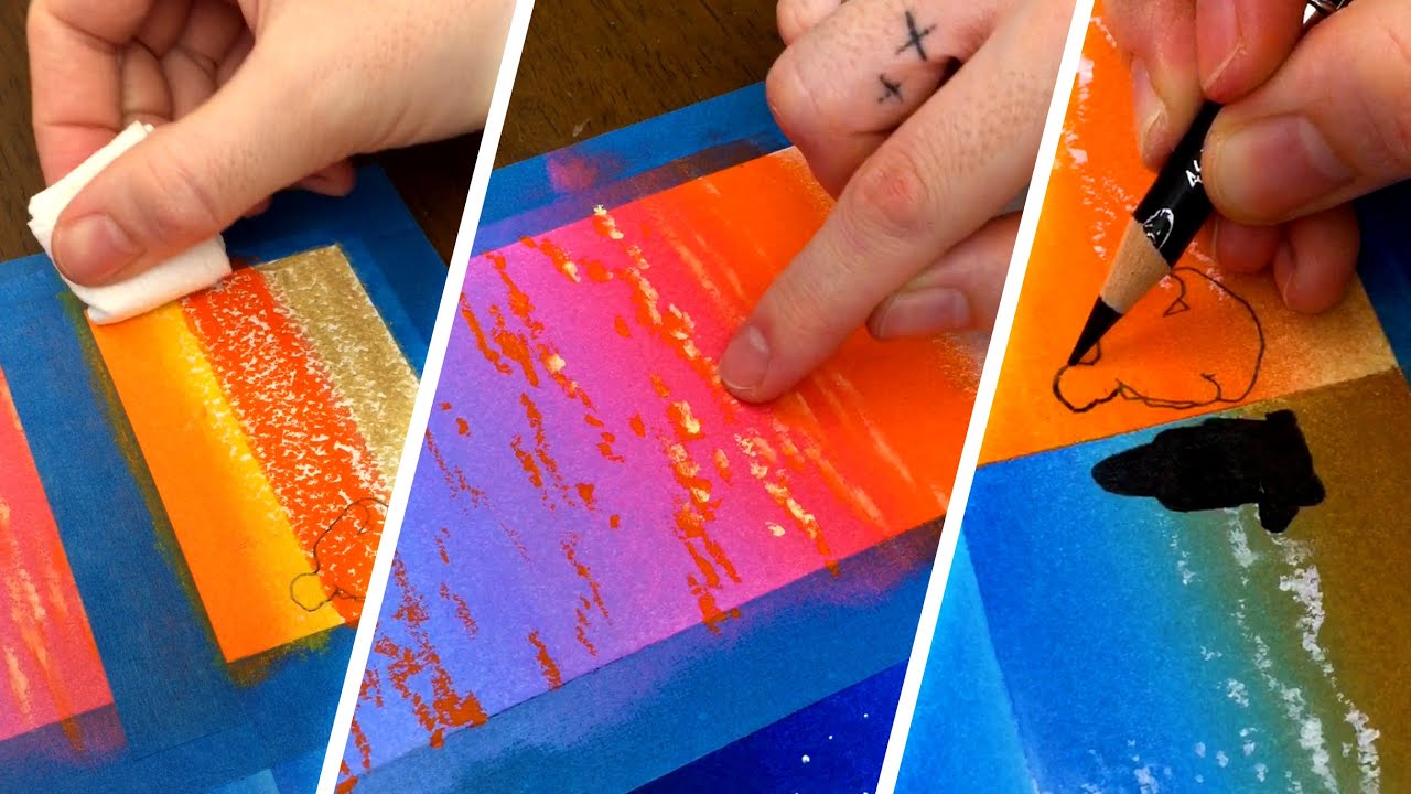 Drawing tutorial ✍️ Sea view (amazing result) 🌅 #tutorial #drawing #oilpastel #foryou