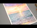 [ENG] 다이소 수채화 물감으로 눈부신 바다를 그려보자 | watercolor painting of ocean sunset
