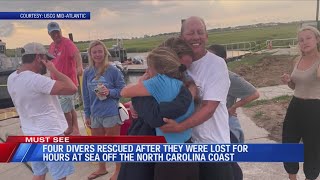 Four divers rescued after they were lost for hours at sea off the North Carolina Coast